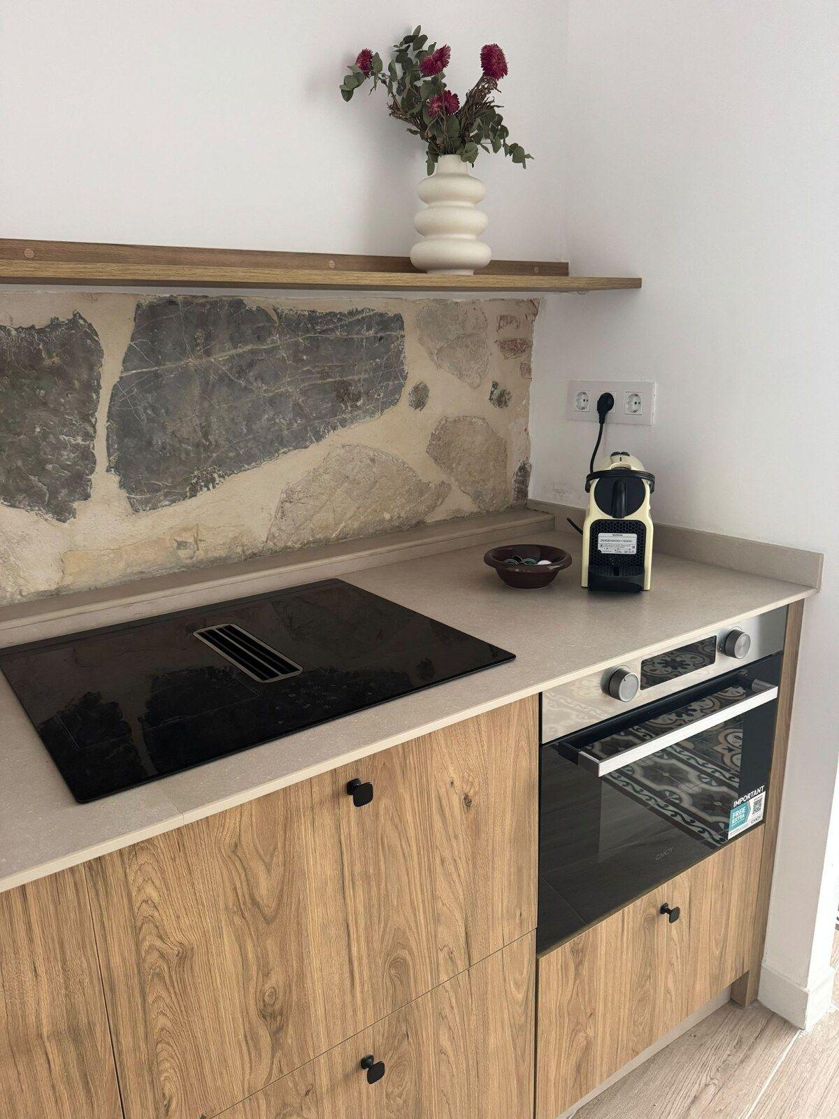 Placa, horno y cafetera